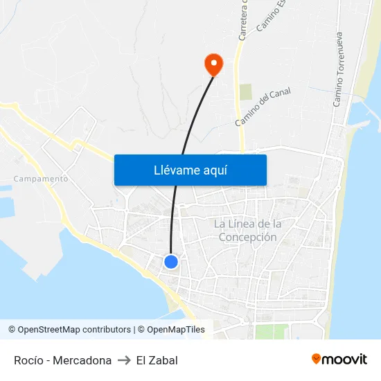 Rocío - Mercadona to El Zabal map