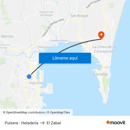 Pulsera - Heladería to El Zabal map