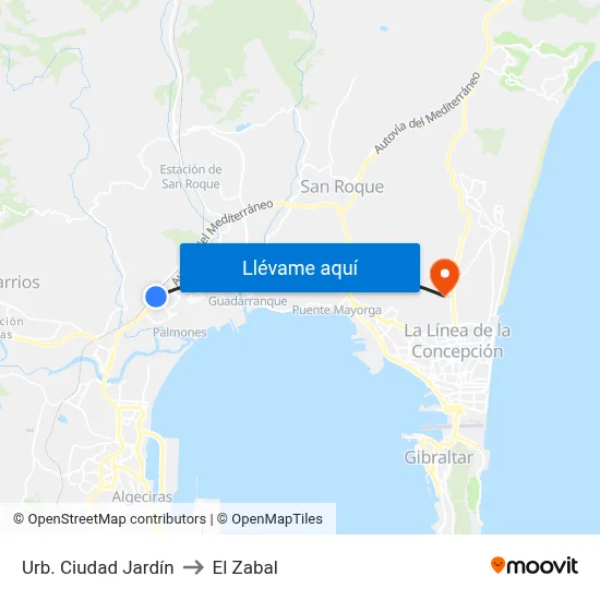 Urb. Ciudad Jardín (Los Cortijillos) to El Zabal map