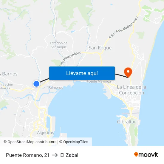 Puente Romano, 21 to El Zabal map