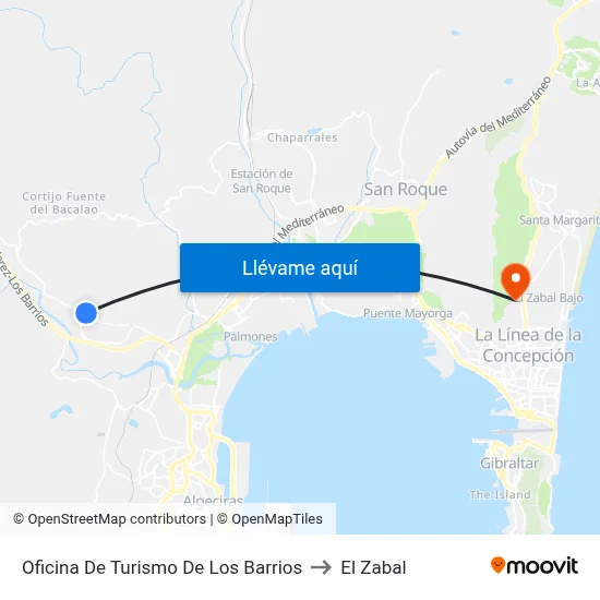 Oficina De Turismo De Los Barrios to El Zabal map