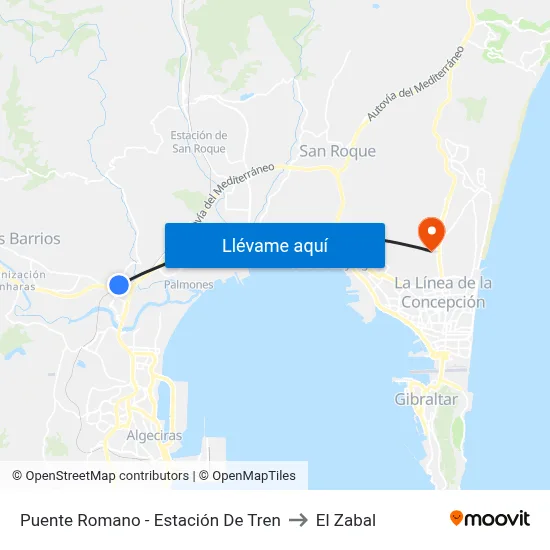 Puente Romano - Estación De Tren to El Zabal map