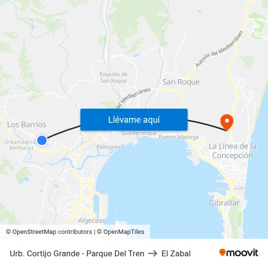 Urb. Cortijo Grande - Parque Del Tren to El Zabal map