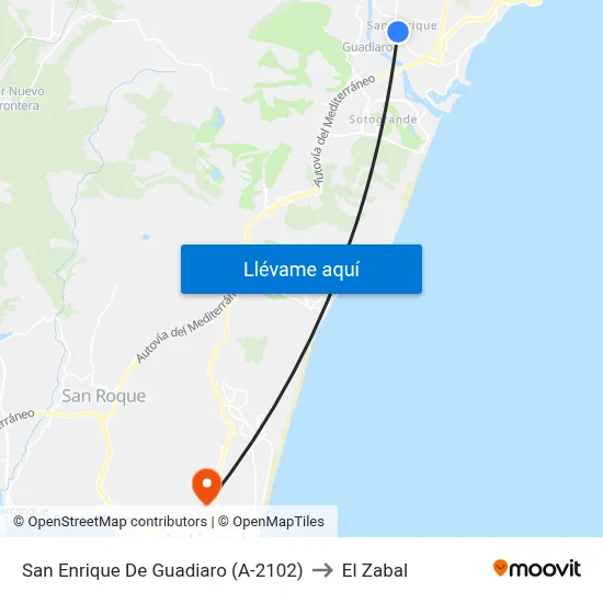 San Enrique De Guadiaro (A-2102) to El Zabal map