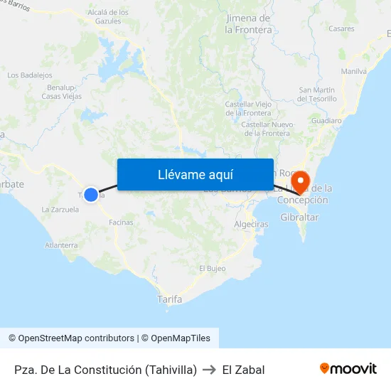 Pza. De La Constitución (Tahivilla) to El Zabal map