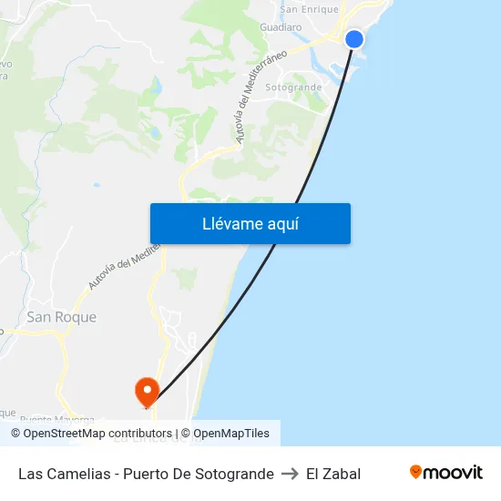 Las Camelias - Puerto De Sotogrande to El Zabal map