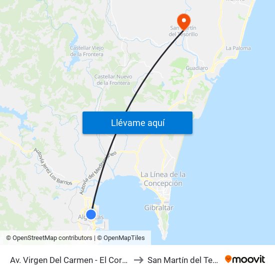 Av. Virgen Del Carmen - El Corte Inglés to San Martín del Tesorillo map