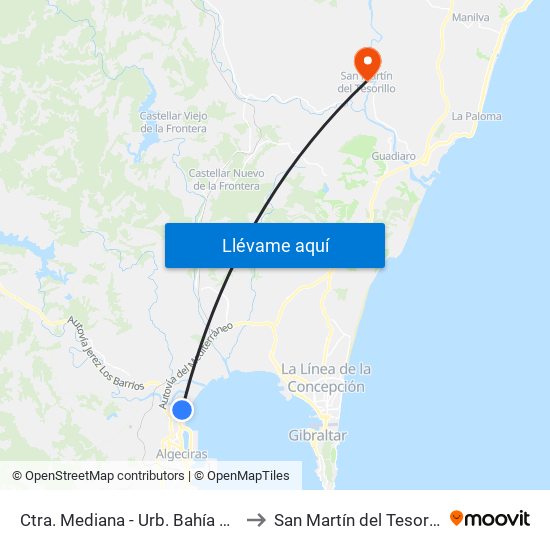 Cam. Mediana - Urb. Bahía Azul to San Martín del Tesorillo map