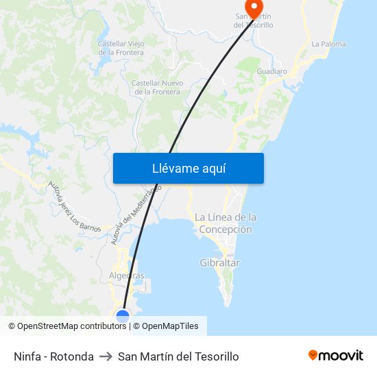 Ninfa - Rotonda to San Martín del Tesorillo map