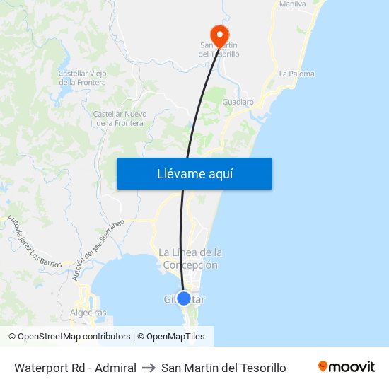 Waterport Rd - Admiral to San Martín del Tesorillo map