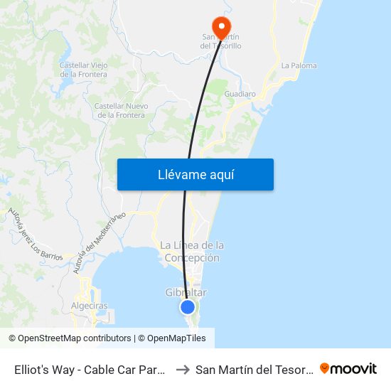 Elliot's Way - Cable Car Parking to San Martín del Tesorillo map