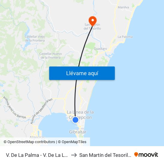 V. De La Palma - V. De La Luz to San Martín del Tesorillo map