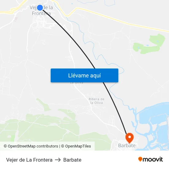 Vejer de La Frontera to Barbate map
