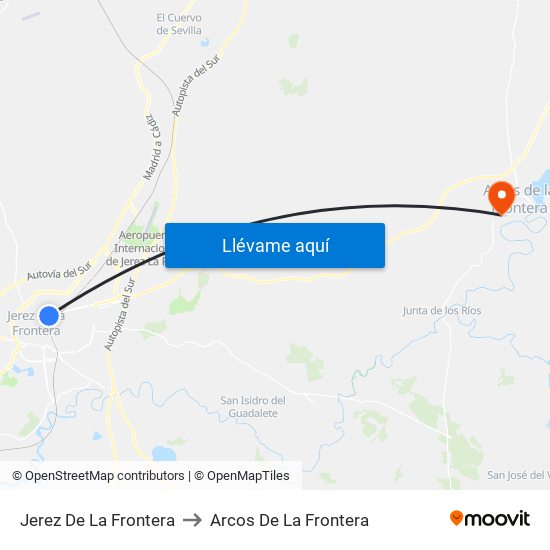 Jerez De La Frontera to Arcos De La Frontera map