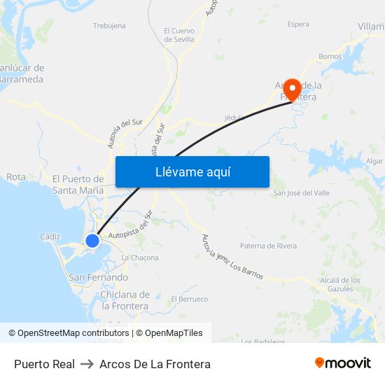 Puerto Real to Arcos De La Frontera map