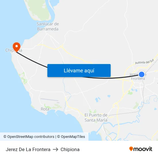 Jerez De La Frontera to Chipiona map