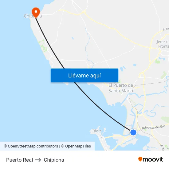 Puerto Real to Chipiona map