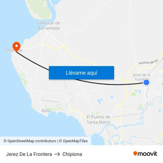 Jerez De La Frontera to Chipiona map
