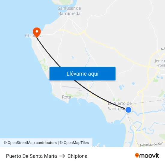 Puerto De Santa María to Chipiona map