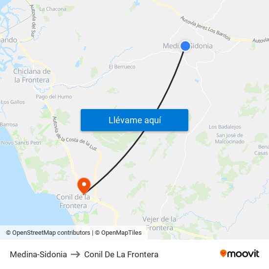 Medina-Sidonia to Conil De La Frontera map