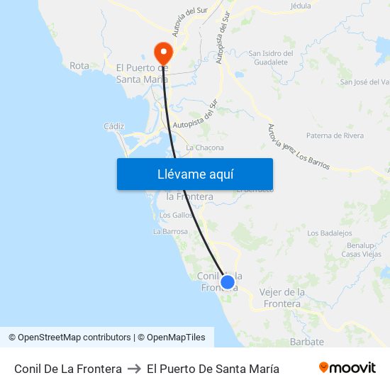 Conil De La Frontera to El Puerto De Santa María map