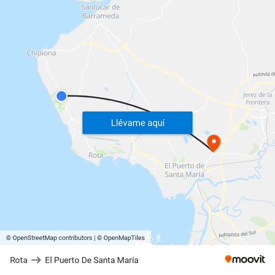 Rota to El Puerto De Santa María map