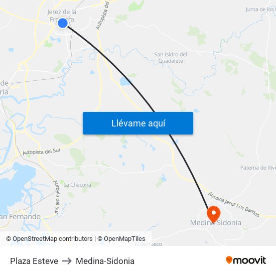 Plaza Esteve to Medina-Sidonia map