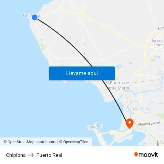 Chipiona to Puerto Real map