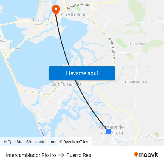 Intercambiador Río Iro to Puerto Real map