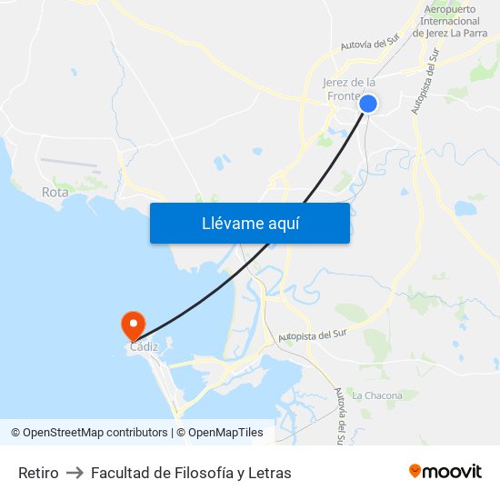 Retiro to Facultad de Filosofía y Letras map