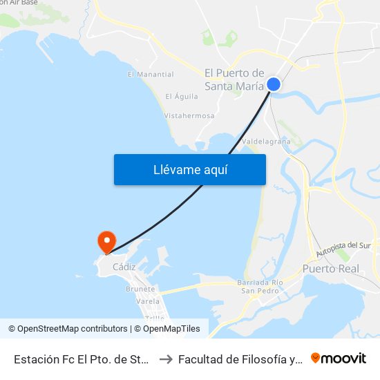 Estación Fc El Pto. de Sta. María to Facultad de Filosofía y Letras map