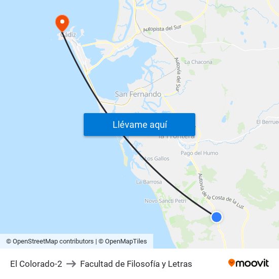 El Colorado-2 to Facultad de Filosofía y Letras map