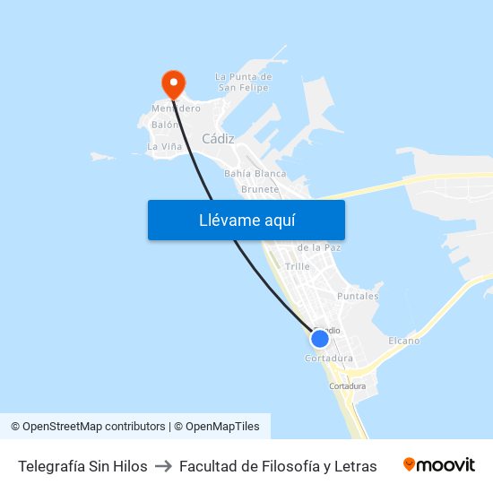 Telegrafía Sin Hilos to Facultad de Filosofía y Letras map