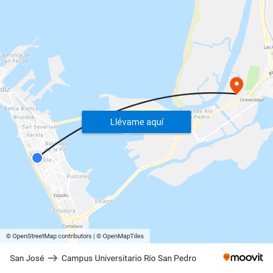 San José to Campus Universitario Río San Pedro map