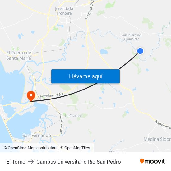 El Torno to Campus Universitario Río San Pedro map