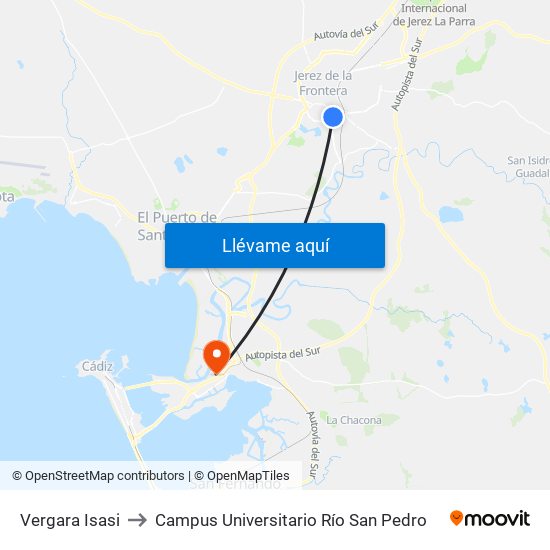 Vergara Isasi to Campus Universitario Río San Pedro map