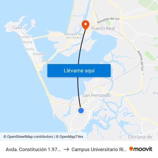 Avda. Constitución 1.978-Comisaría to Campus Universitario Río San Pedro map