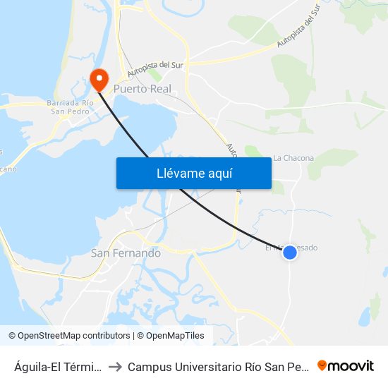 Águila-El Término to Campus Universitario Río San Pedro map