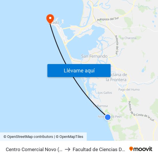 Centro Comercial Novo (Chiclana) to Facultad de Ciencias Del Trabajo map