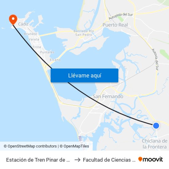 Estación de Tren Pinar de Los Franceses to Facultad de Ciencias Del Trabajo map