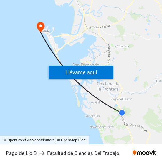 Pago de Lío B to Facultad de Ciencias Del Trabajo map