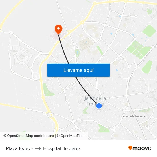 Plaza Esteve to Hospital de Jerez map