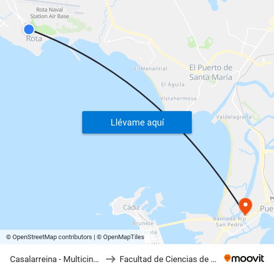 Casalarreina - Multicines (Rota) 16 to Facultad de Ciencias de La Educación map