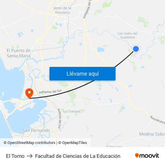 El Torno to Facultad de Ciencias de La Educación map