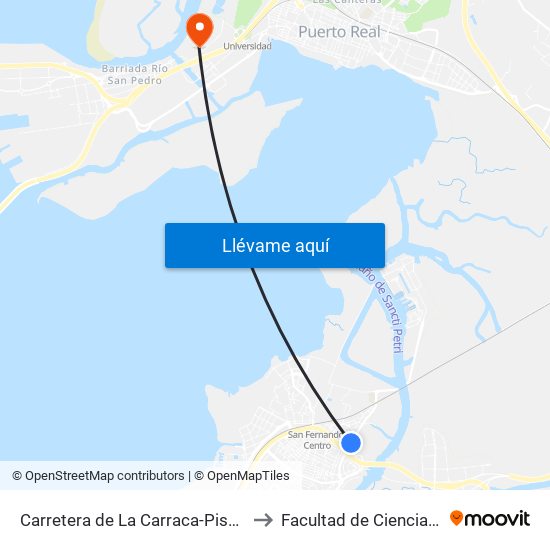 Carretera de La Carraca-Piscifactoría (San Fernando) to Facultad de Ciencias de La Educación map