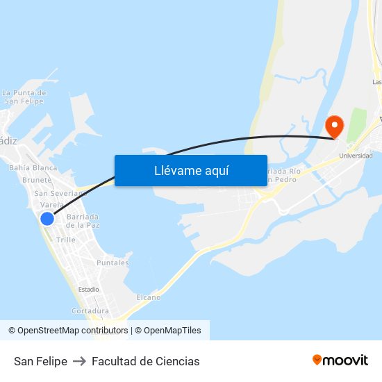 San Felipe to Facultad de Ciencias map
