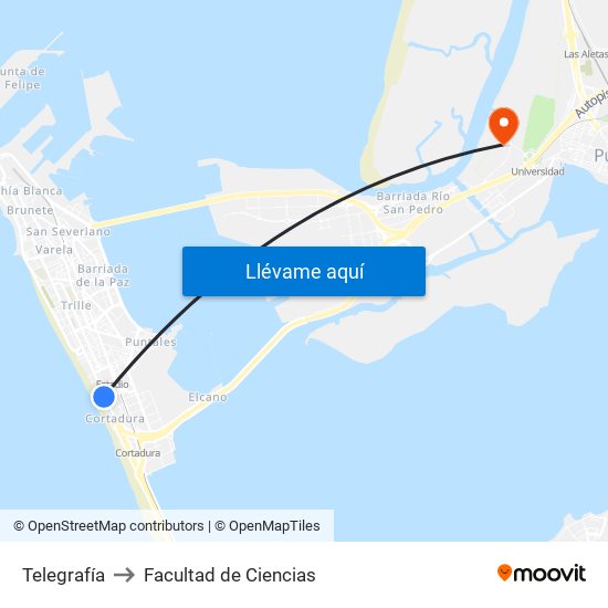 Telegrafía to Facultad de Ciencias map