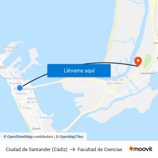 Ciudad de Santander (Cádiz) to Facultad de Ciencias map