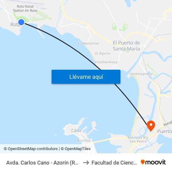 Avda. Carlos Cano - Azorín (Rota) to Facultad de Ciencias map