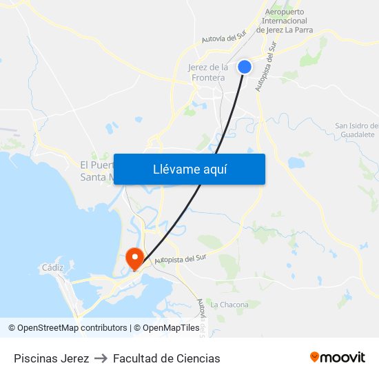 Piscinas Jerez to Facultad de Ciencias map